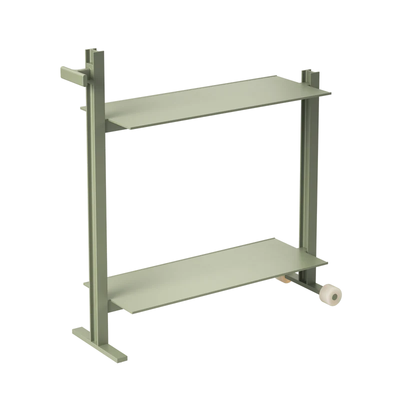 Meuble d'appoint en aluminium vert sauge 24x74,5x77,5cm Museum trolley - String Furniture