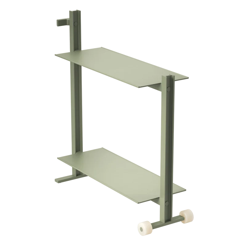 Meuble d'appoint en aluminium vert sauge 24x74,5x77,5cm Museum trolley - String Furniture