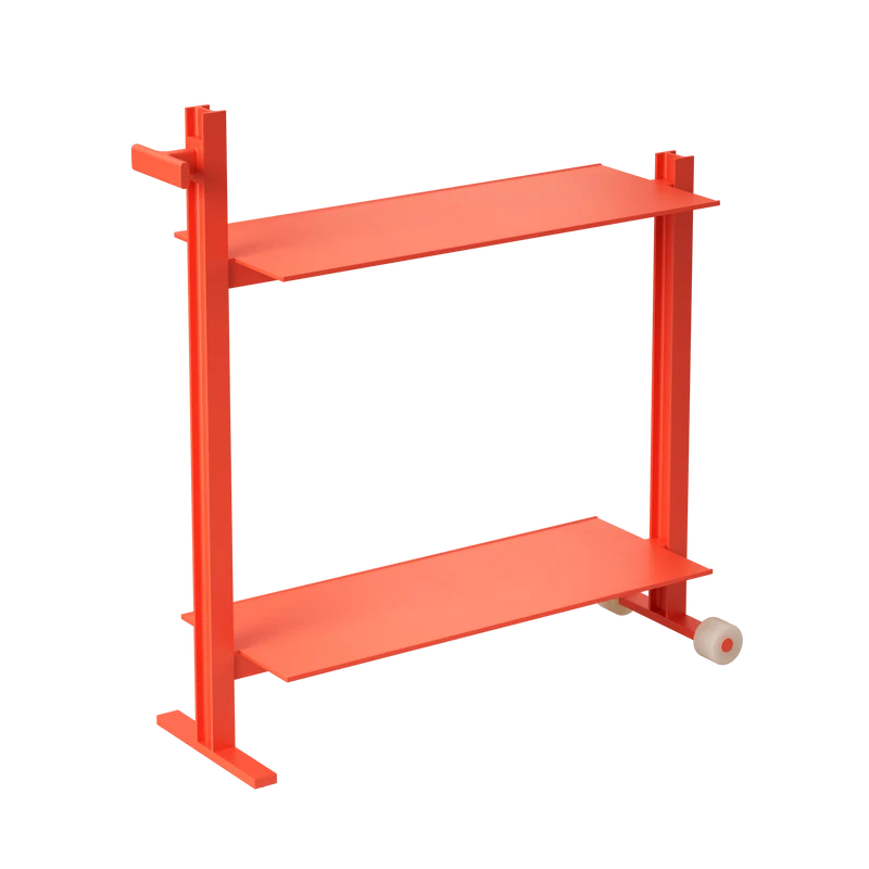 Meuble d'appoint en aluminium orange 24x74,5x77,5cm Museum trolley - String Furniture