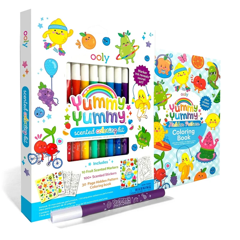 YUMMY YUMMY SCENTED COLOURING KIT + COLOURING BOOK (4 YEARS+)