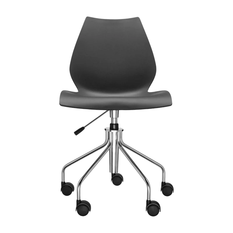 Chaise anthracite pivotante à roulettes Maui - Kartell