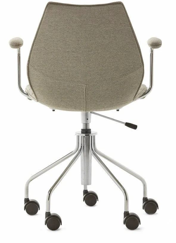 Chaise de bureau avec accoudoirs pivotante à roulettes beige Maui - Kartell
