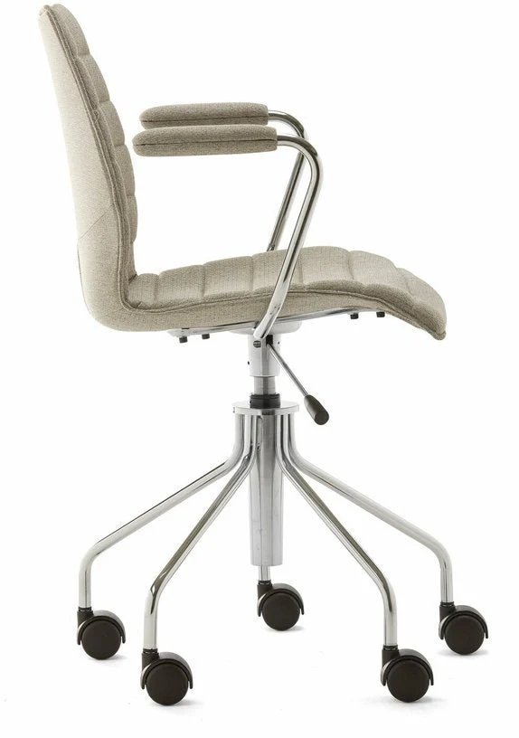 Chaise de bureau avec accoudoirs pivotante à roulettes beige Maui - Kartell