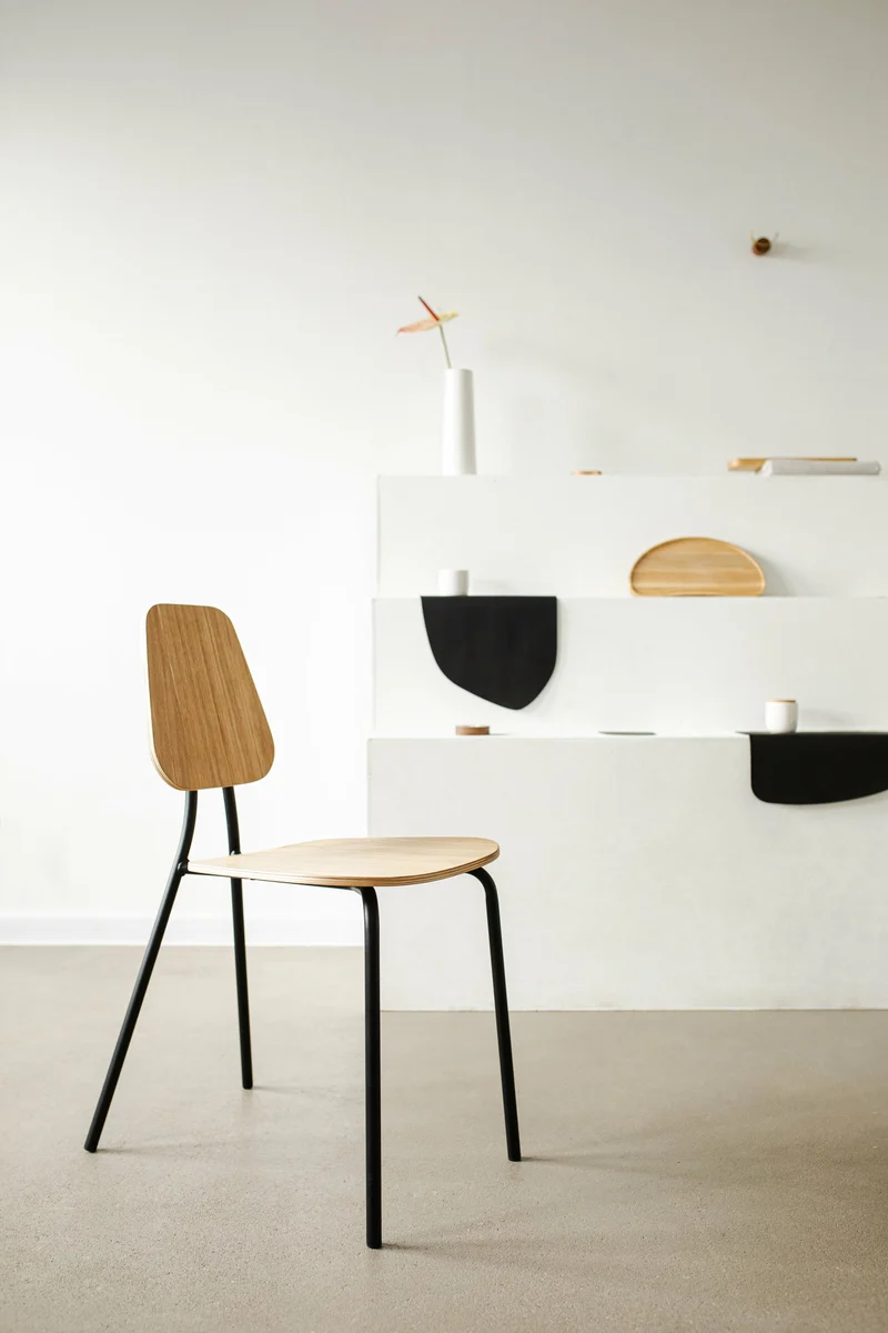 Chaise en chêne plaqué naturel Hoya - Emko