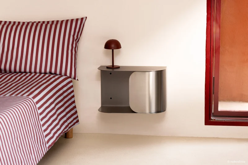 Table de chevet murale en acier brossé 40 x 20,5 x 25 cm - Nobodinoz