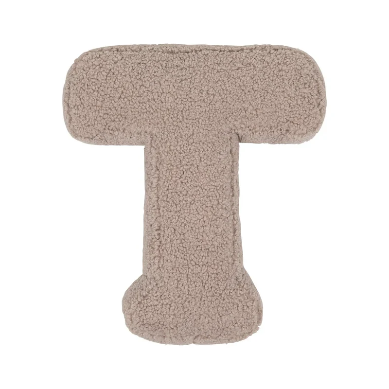Betty's Home Buchstabenkissen T Mocha Bouclé