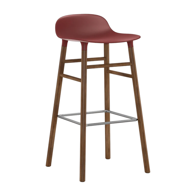 Tabouret de bar en noyer naturel et pp rouge 75 cm Form - Normann Copenhagen