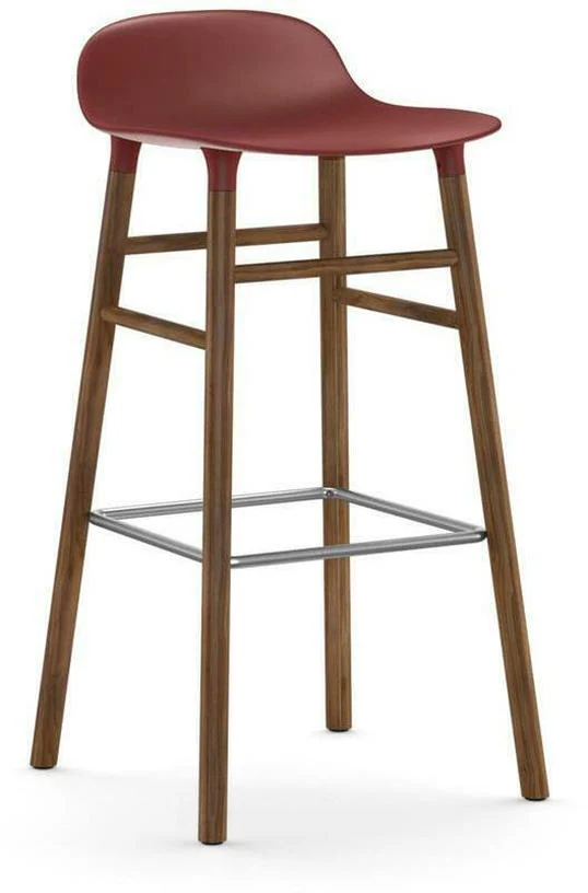 Tabouret de bar en noyer naturel et pp rouge 75 cm Form - Normann Copenhagen