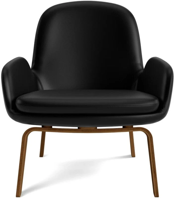 Fauteuil bas avec pieds en noyer et assise en cuir noir Era - Normann Copenhagen