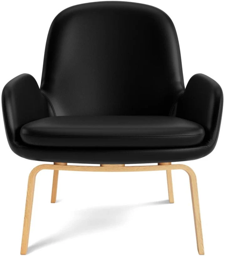 Fauteuil bas avec pieds en chêne et assise en cuir noir Era - Normann Copenhagen