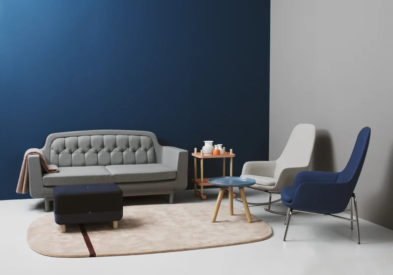 Fauteuil haut avec pieds en acier noir et assise en cuir noir Era - Normann Copenhagen