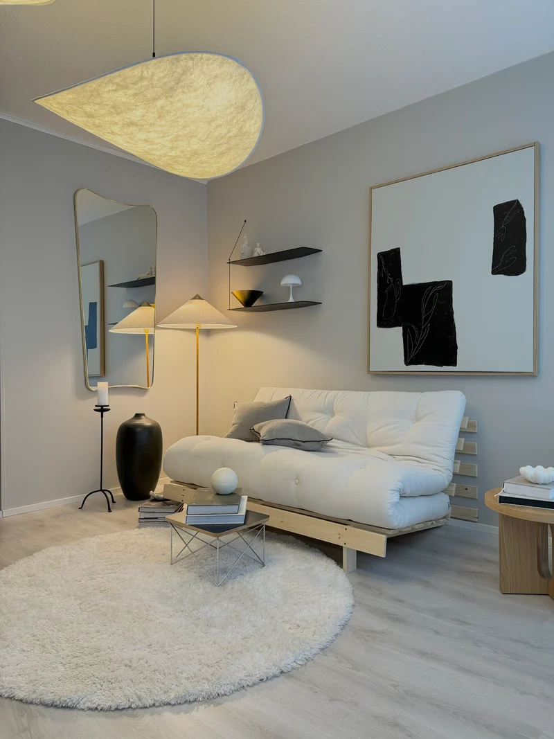 Canapé-lit beige clair pin massif Roots 160 - Karup Design
