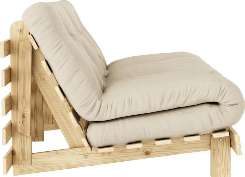 Canapé-lit beige clair pin massif Roots 160 - Karup Design