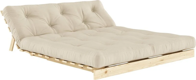 Canapé-lit beige clair pin massif Roots 160 - Karup Design
