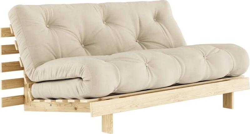 Canapé-lit beige clair pin massif Roots 160 - Karup Design