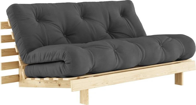 Canapé-lit gris foncé en pin massif Roots 160 - Karup Design