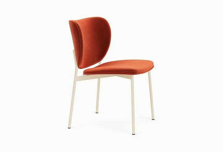 Chaise de salle à manger en acier beige et tissu rouge Eve - Fest Amsterdam