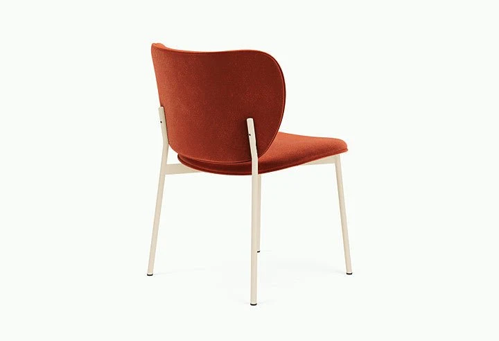 Chaise de salle à manger en acier beige et tissu rouge Eve - Fest Amsterdam