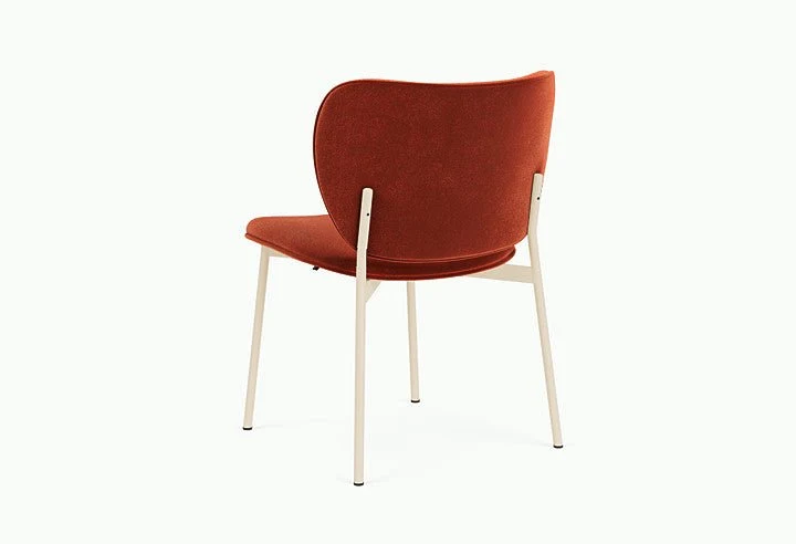 Chaise de salle à manger en acier beige et tissu rouge Eve - Fest Amsterdam