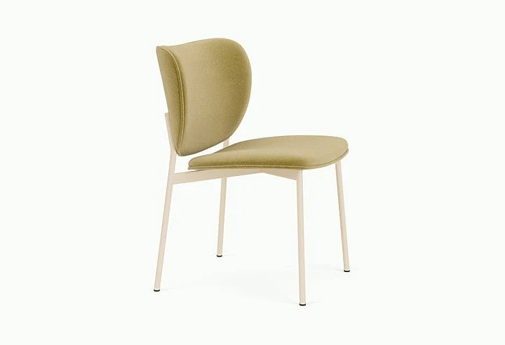 Chaise de salle à manger en acier beige et tissu vert pistache Eve - Fest Amsterdam