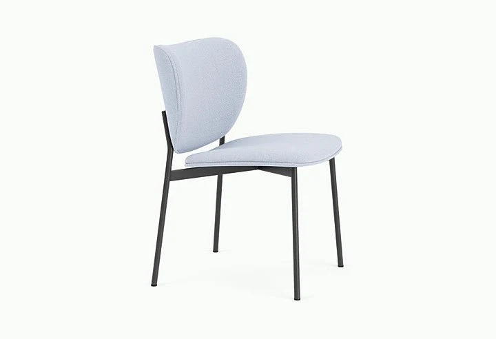Chaise de salle à manger en acier noir et tissu bleu glacé Eve - Fest Amsterdam