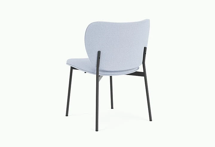 Chaise de salle à manger en acier noir et tissu bleu glacé Eve - Fest Amsterdam
