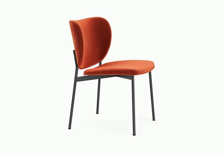 Chaise de salle à manger en acier noir et tissu rouge Eve - Fest Amsterdam