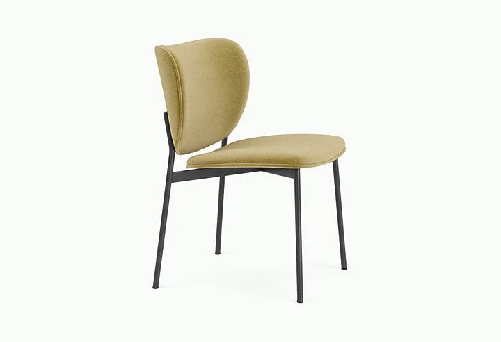 Chaise de salle à manger en acier noir et tissu vert pistache Eve - Fest Amsterdam