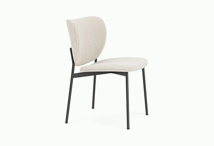 Chaise de salle à manger en acier noir et tissu beige naturel Eve - Fest Amsterdam