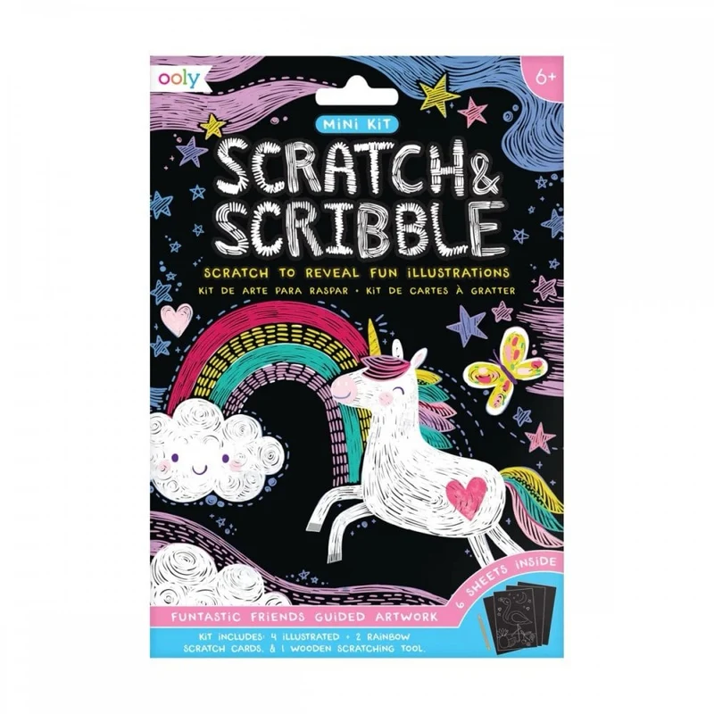 SCRATCH + SCRIBBLE ART KIT - FUNTASTIC FRIENDS (6 YEARS+)