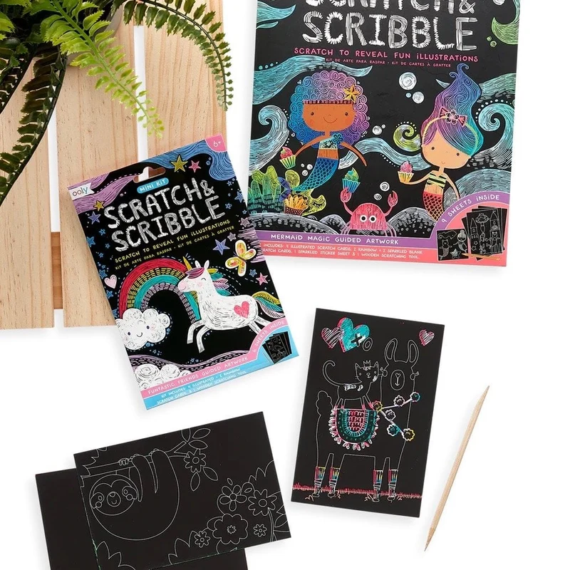 SCRATCH + SCRIBBLE ART KIT - FUNTASTIC FRIENDS (6 YEARS+)