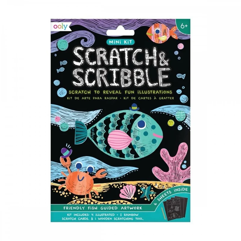 SCRATCH + SCRIBBLE ART KIT - FISH (6 YEARS+)