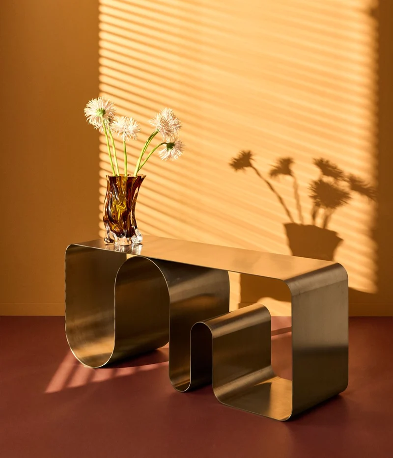 Banc en acier chrome plein 100x32x43,2cm Curva - AYTM
