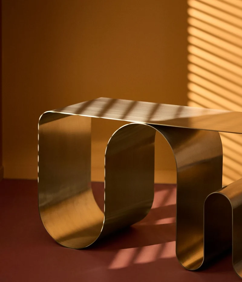 Banc en acier chrome plein 100x32x43,2cm Curva - AYTM