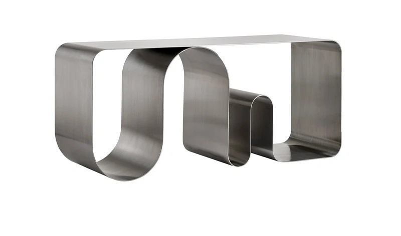Banc en acier chrome plein 100x32x43,2cm Curva - AYTM