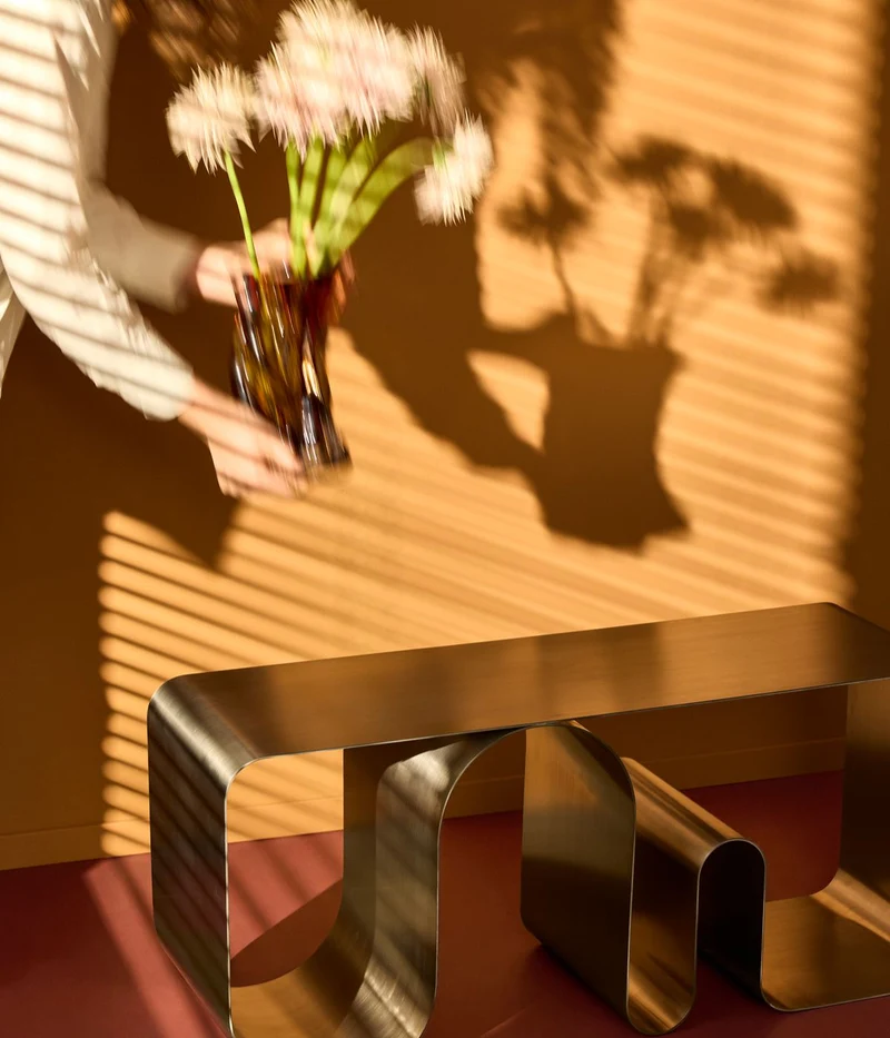Banc en acier chrome plein 100x32x43,2cm Curva - AYTM