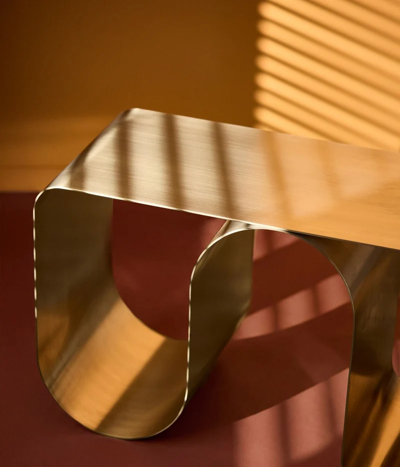 Banc en acier chrome plein 100x32x43,2cm Curva - AYTM