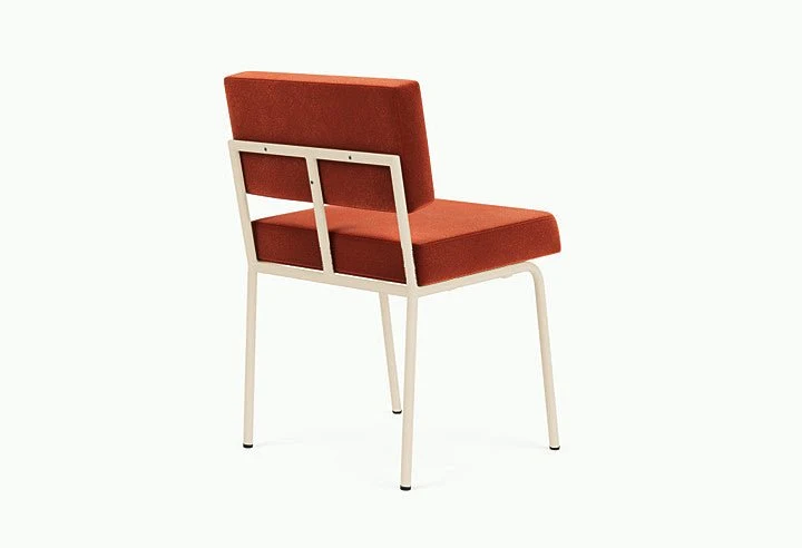 Chaise de salle à manger en acier beige et tissu rouge Monday - Fest Amsterdam