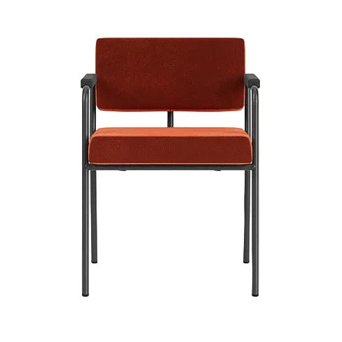 Chaise de salle à manger avec accoudoirs en acier noir et tissu rouge Monday - Fest Amsterdam