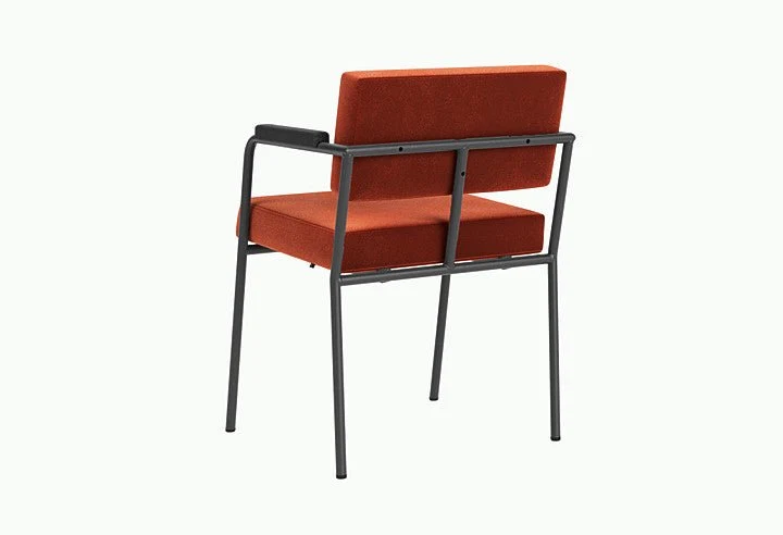 Chaise de salle à manger avec accoudoirs en acier noir et tissu rouge Monday - Fest Amsterdam