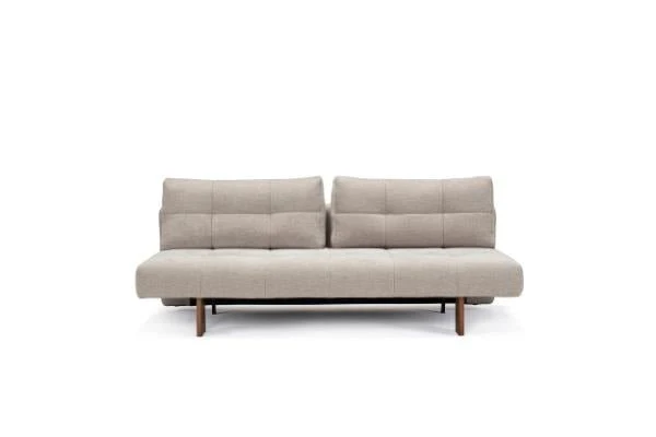 Canapé convertible en polyester beige et pied en chêne foncé 202x65cm Eilis - Innovation Living