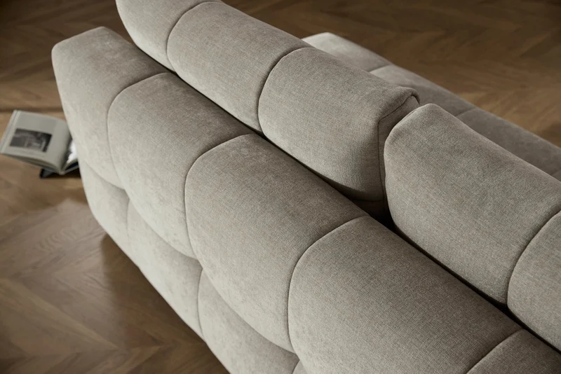 Canapé convertible en polyester beige et pied en chêne foncé 202x65cm Eilis - Innovation Living