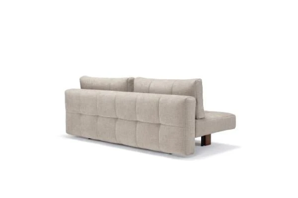 Canapé convertible en polyester beige et pied en chêne foncé 202x65cm Eilis - Innovation Living
