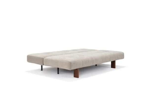 Canapé convertible en polyester beige et pied en chêne foncé 202x65cm Eilis - Innovation Living
