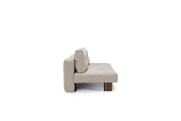 Canapé convertible en polyester beige et pied en chêne foncé 202x65cm Eilis - Innovation Living
