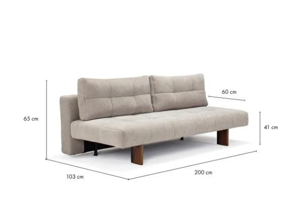 Canapé convertible en polyester beige et pied en chêne foncé 202x65cm Eilis - Innovation Living