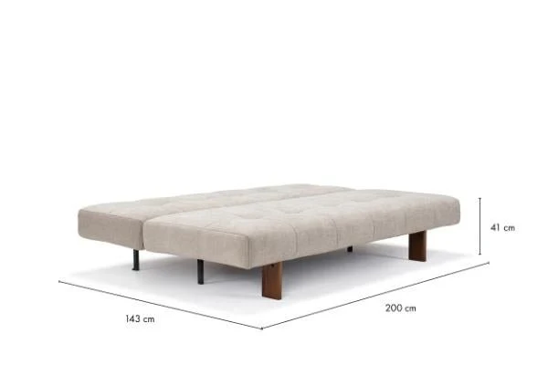 Canapé convertible en polyester beige et pied en chêne foncé 202x65cm Eilis - Innovation Living