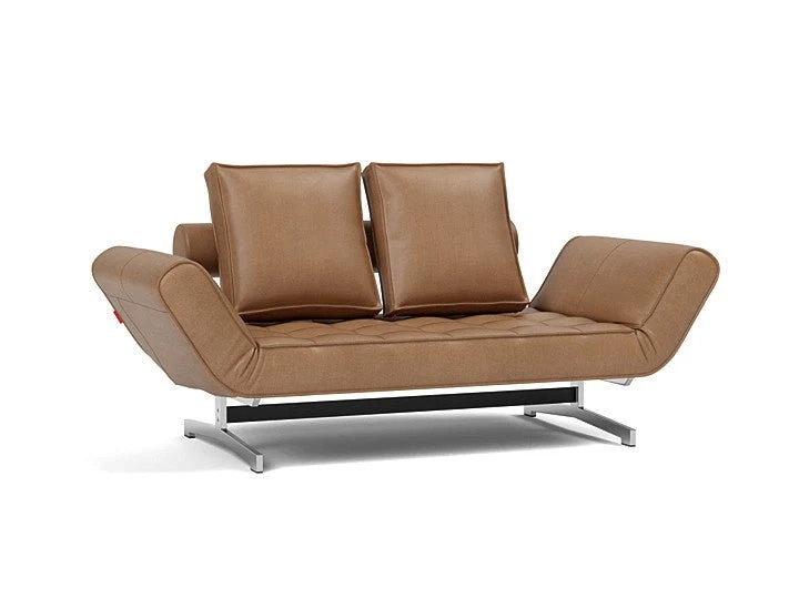 Lit de jour en cuir marron avec pieds chromés 178x68cm Ghia - Innovation Living