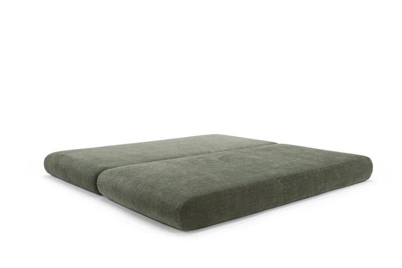 Canapé convertible avec deux coussins ronds en polyester recyclé kaki 200x90x65cm Circlus - Inovation Living