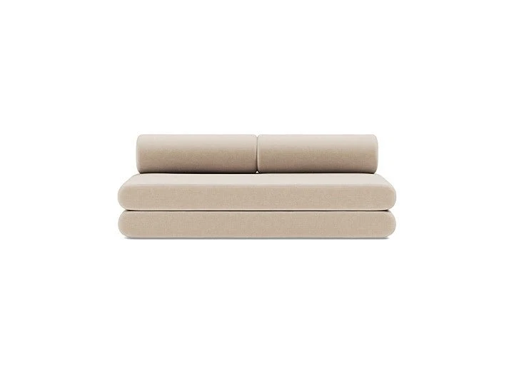 Canapé convertible avec deux coussins ronds en polyester recyclé beige 200x90x65cm Circlus - Inovation Living